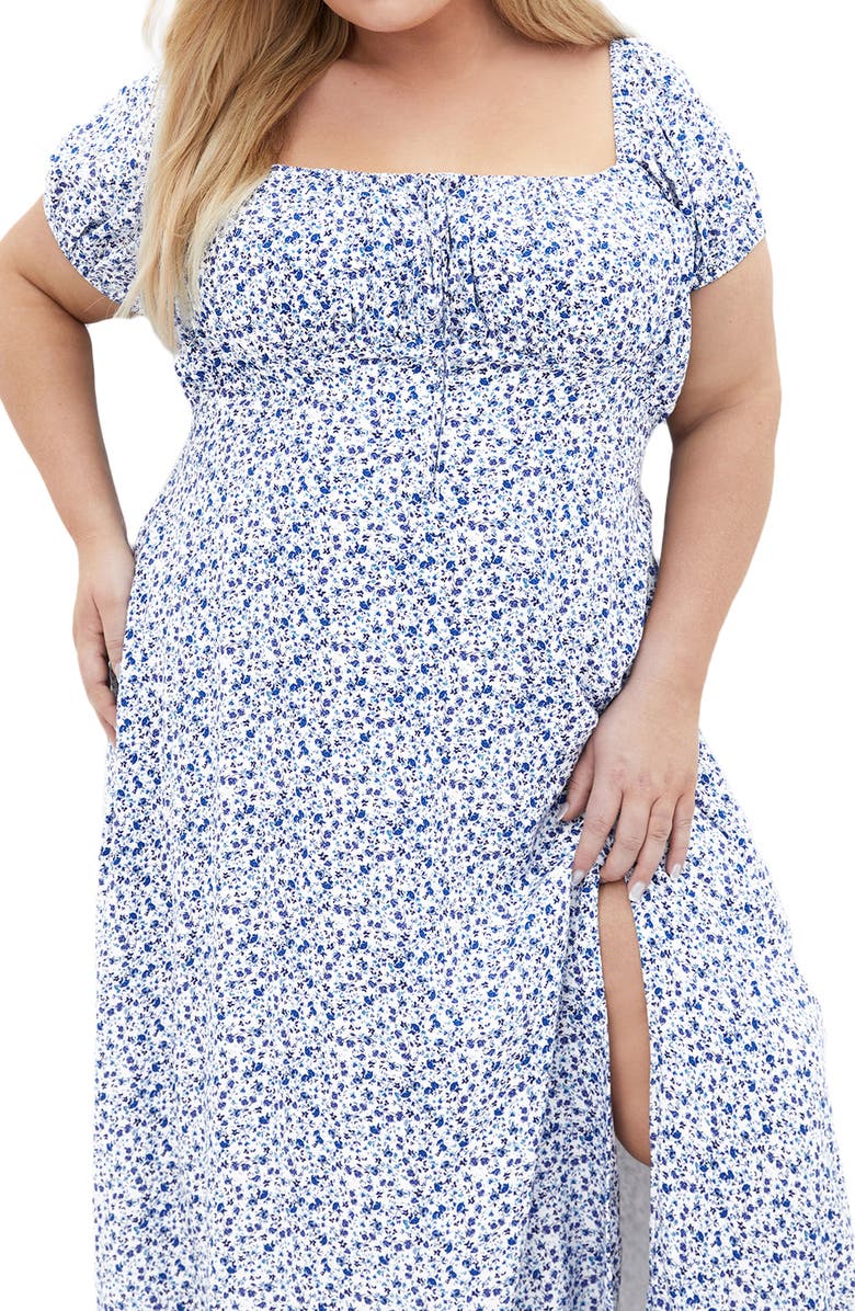 City Chic Abbie Floral Off the Shoulder Dress, Alternate, color, Azure Floral