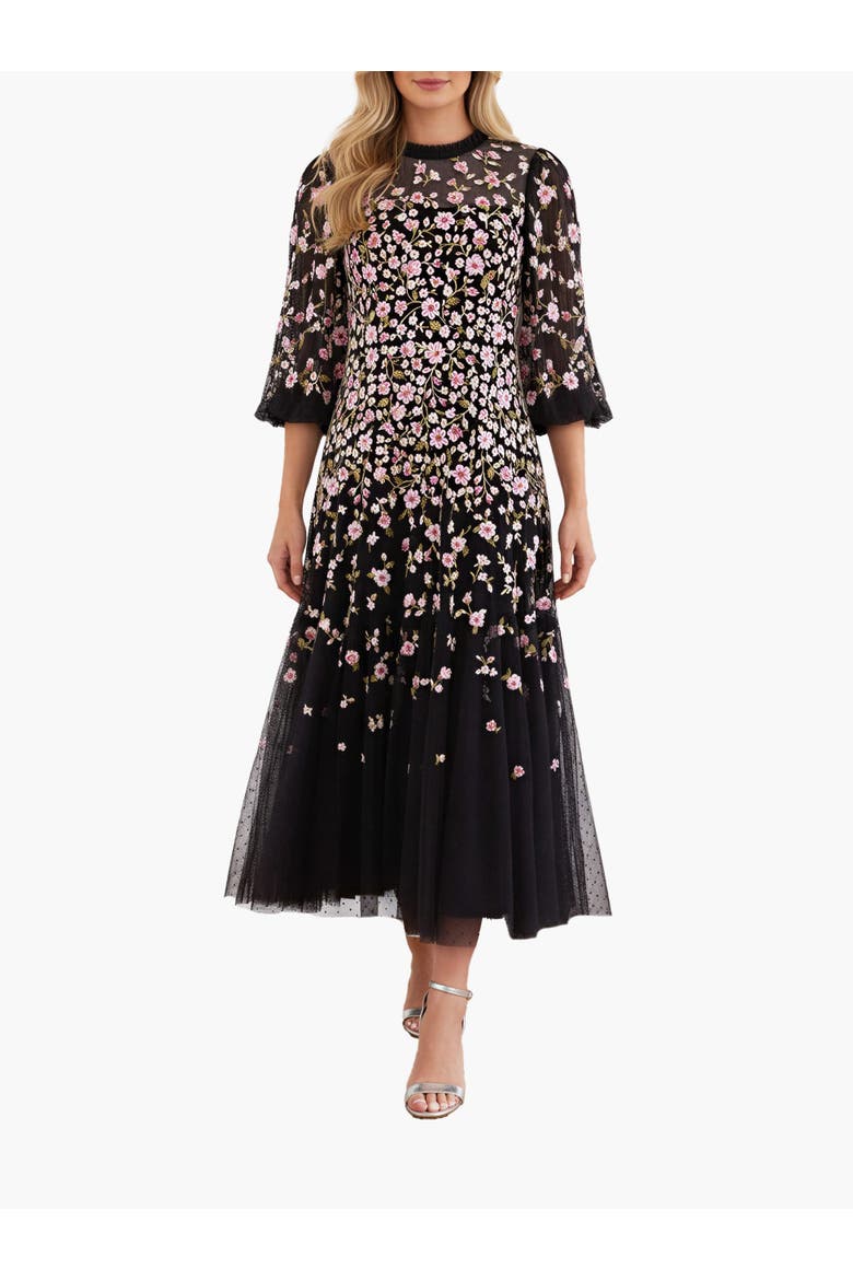 Sylvia Round Neck Ankle Gown, Alternate, color, Graphite/Multi