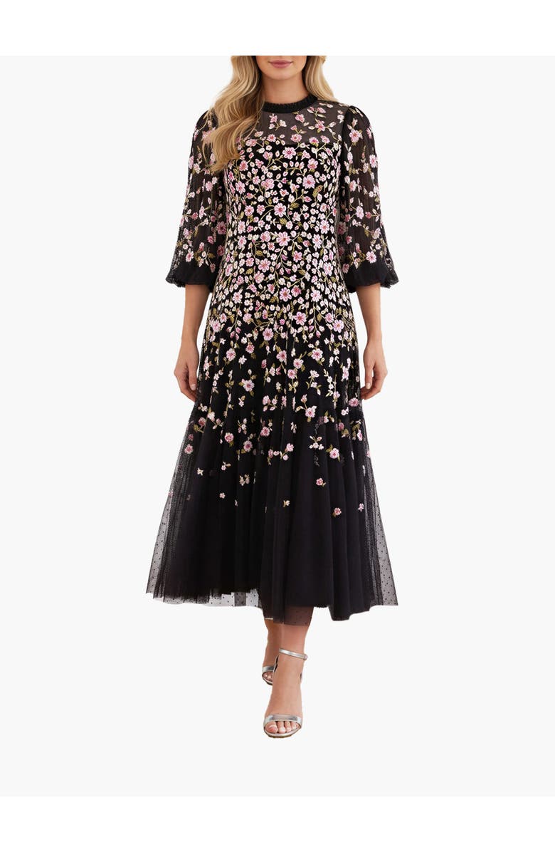 Needle & Thread Sylvia Round Neck Ankle Gown, Alternate, color, Graphite/Multi