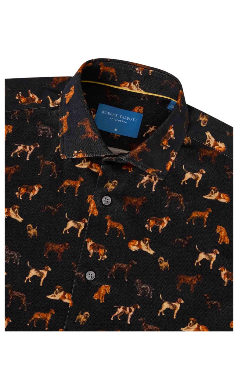 Robert Talbott Reynolds Dog Print Pinwale Corduroy Shirt, Alternate, color, Black Multi