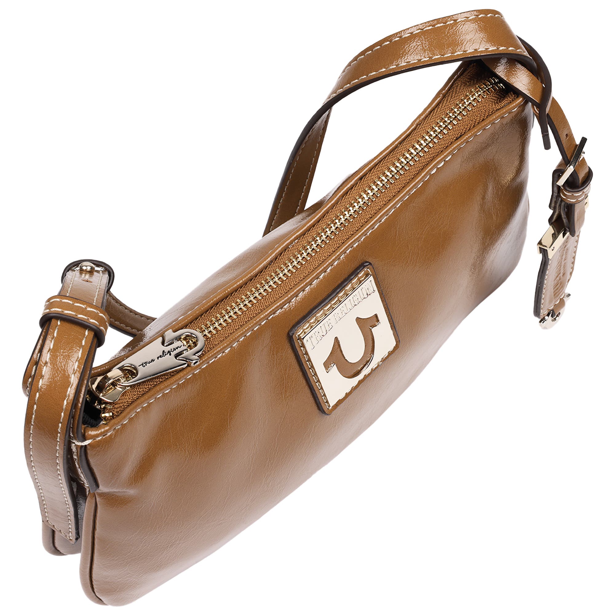 True Religion Crinkle Finish Shoulder Bag, Alternate, color, Camel