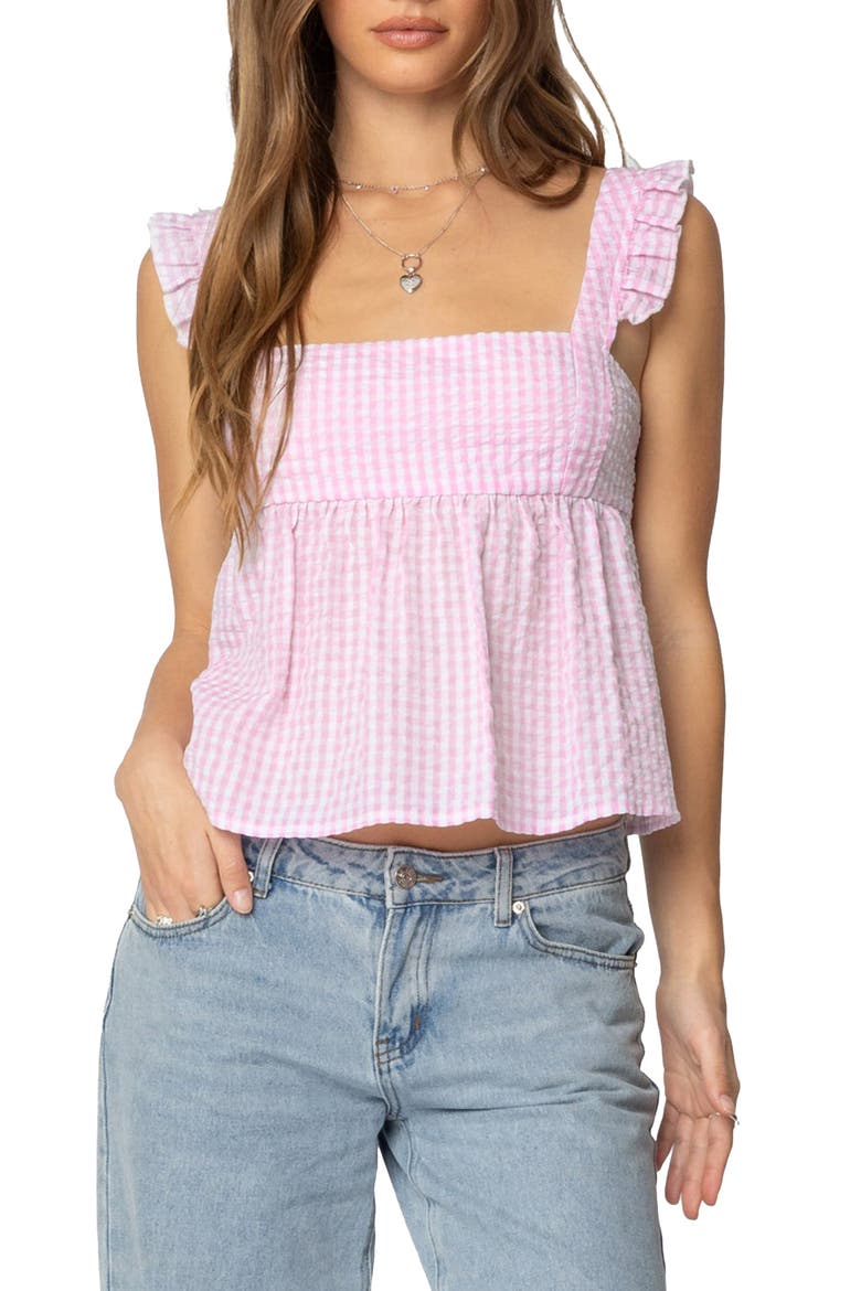 Jenson Backless Gingham Tank, Main, color, PINK