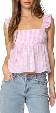 EDIKTED Jenson Backless Gingham Tank