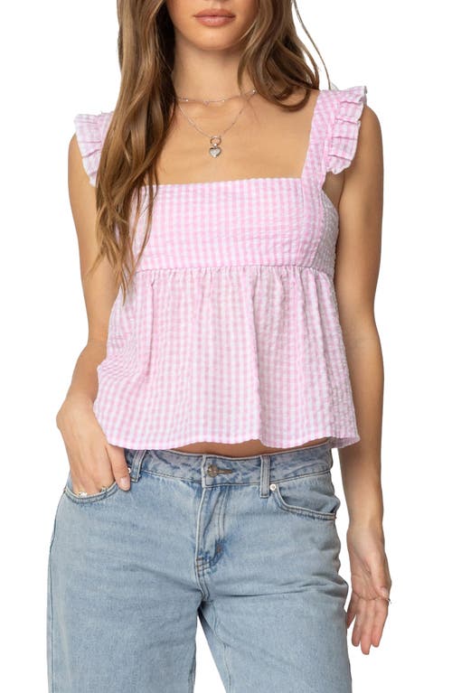 Edikted Jenson Backless Gingham Tank In Pink