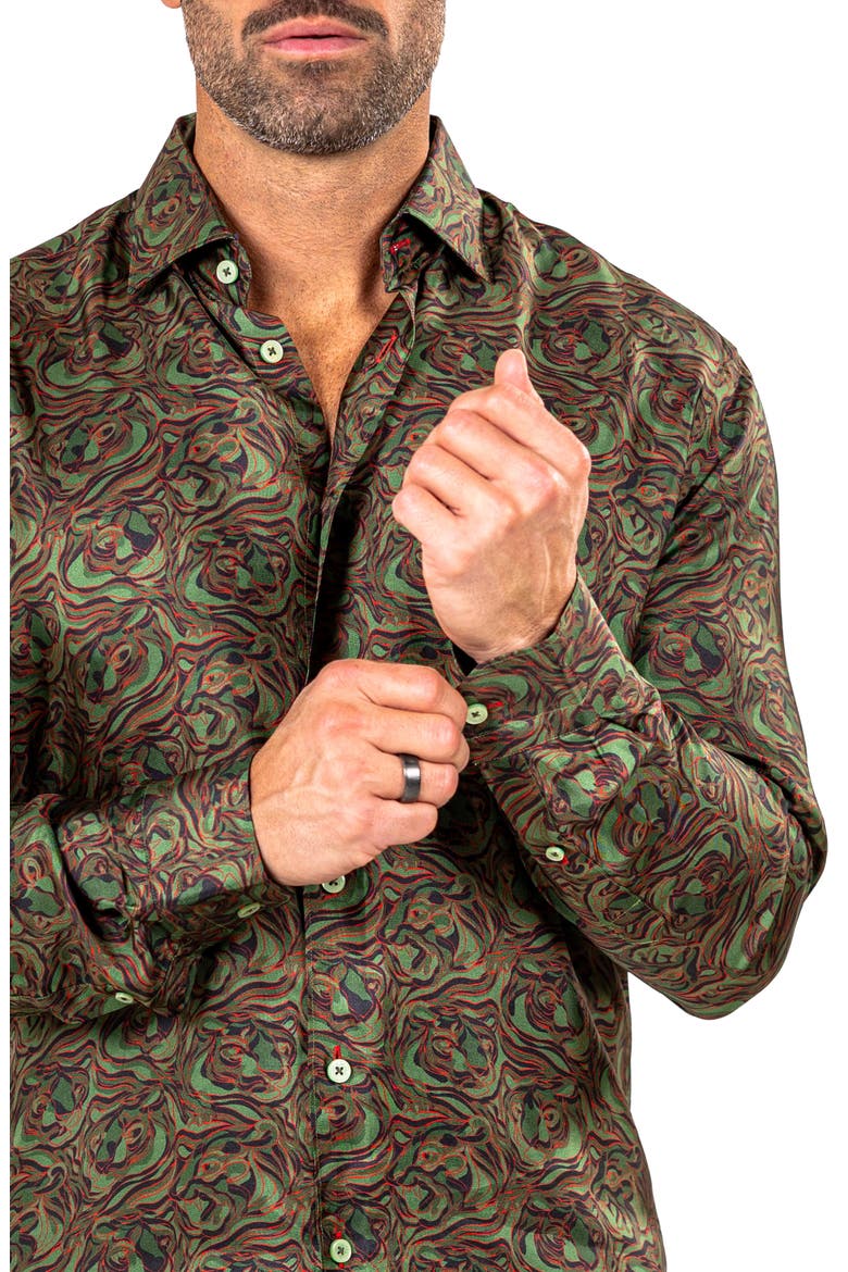 Fibonacci Marthyr 0244 Contemporary Fit Button-Up Shirt, Alternate, color, GREEN