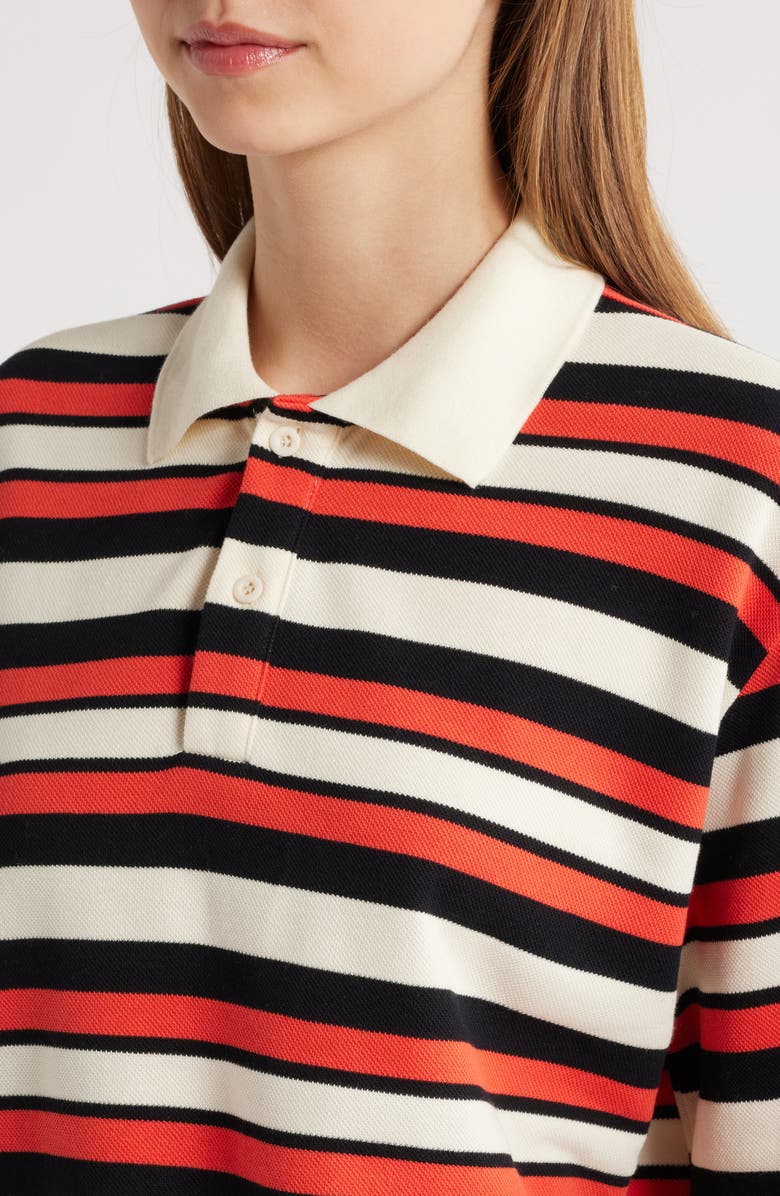 LIONESS Leisure Stripe Long Sleeve Polo Shirt, Alternate, color, Red Multi