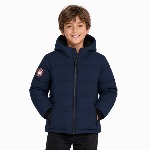 Boys' Fleece Lined Hooded Bubble Puffer Jacket