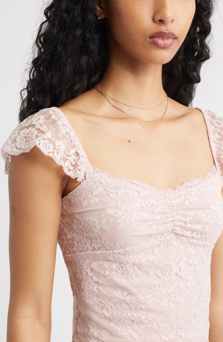 BP. Cap Sleeve Lace Top, Alternate, color, Pink Sepia