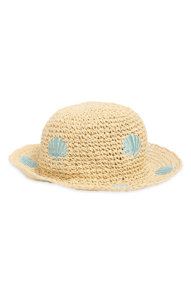 Vince Camuto Embroidered Straw Bucket Hat, Main, color, 