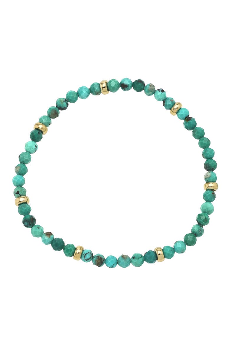 Turquoise & 14K Gold Stretch Beaded Bracelet, Main, color, TURQUOISE