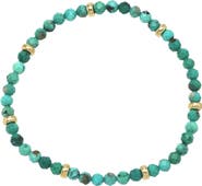 Zoe Lev Turquoise & 14K Gold Stretch Beaded Bracelet
