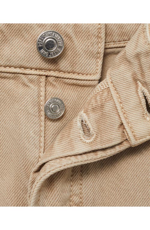 Mango Button Fly Fray Hem Denim Shorts In Neutral