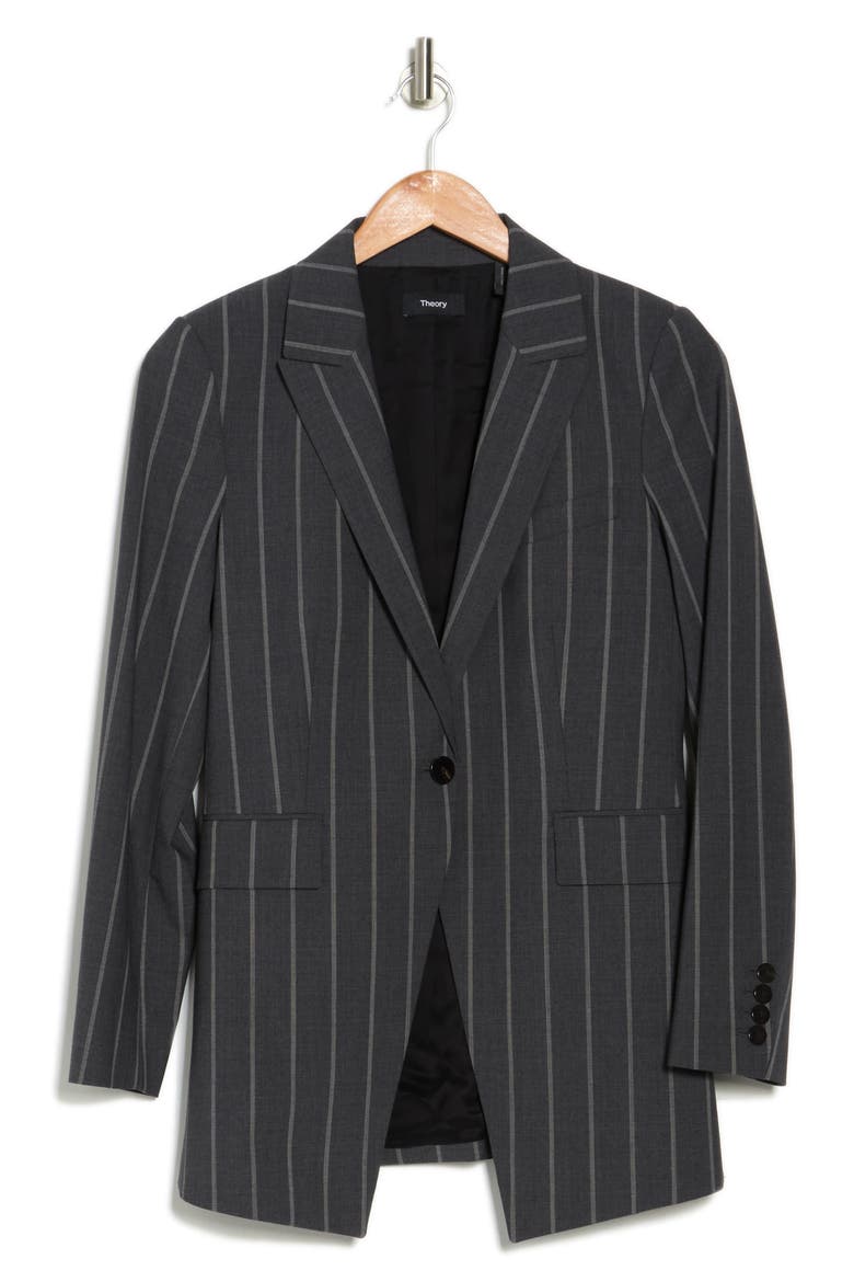 Trace Pinstripe Notch Lapel Blazer, Alternate, color, GREY MULTI