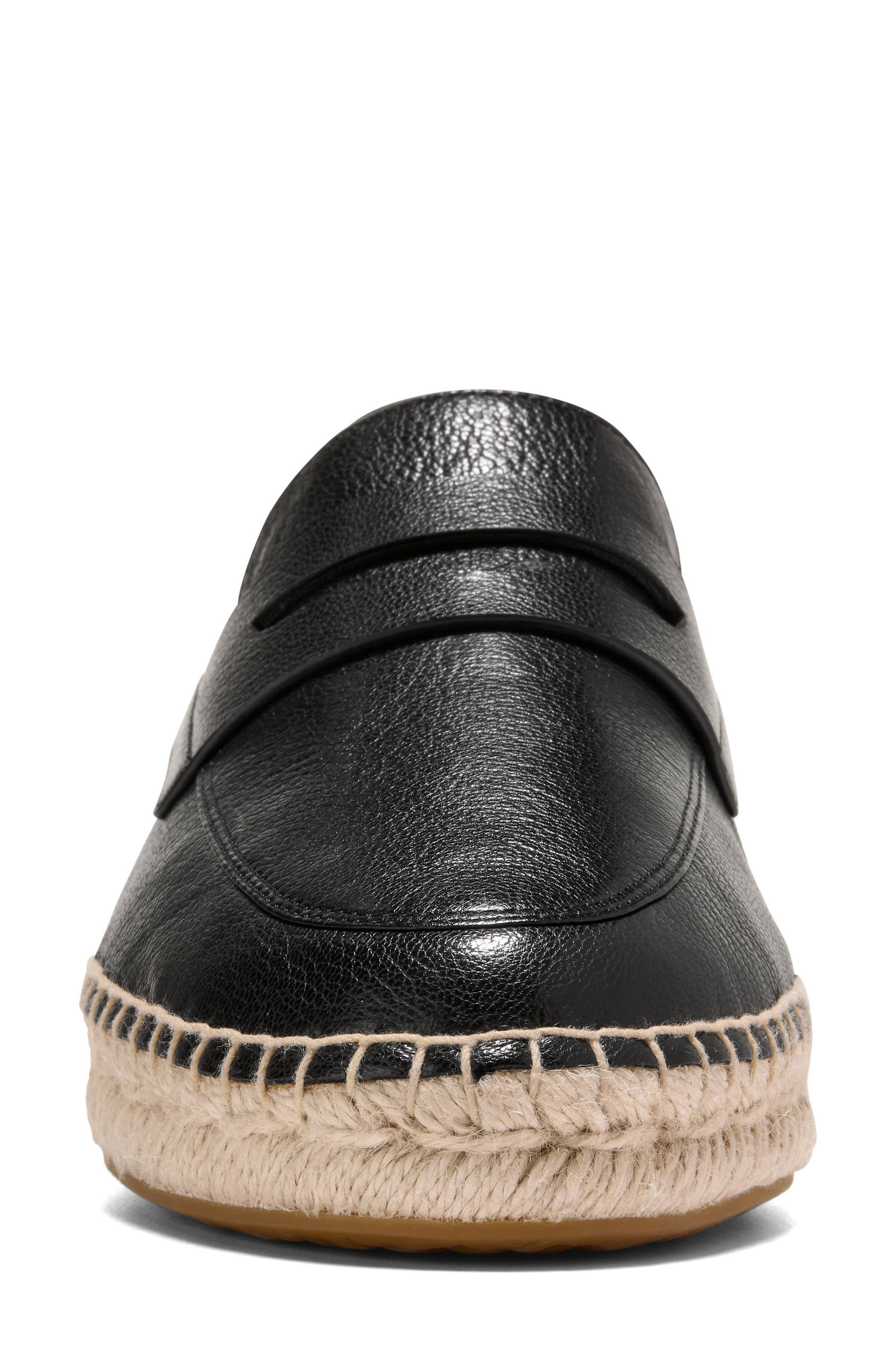 Cole Haan Livvy Espadrille Penny Loafer, Alternate, color, Black Leather