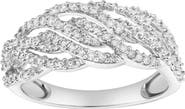 LuvMyJewelry Amika 14K Gold Round Diamond Studded Woven Band Ring - 0.2cts
