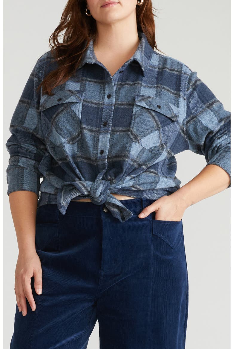 Maine Flannel Button-Up Shirt, Main, color, HEATHER FOG BLUE PLAID