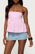 EDIKTED Maddie Stripe Strapless Babydoll Top