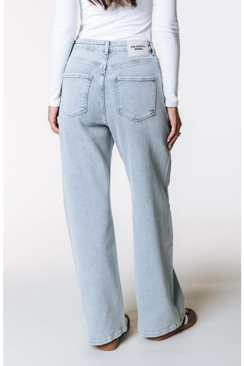 Gaias CR Logo High Rise Straight Leg Denim Pants, Alternate, color, Light blue denim