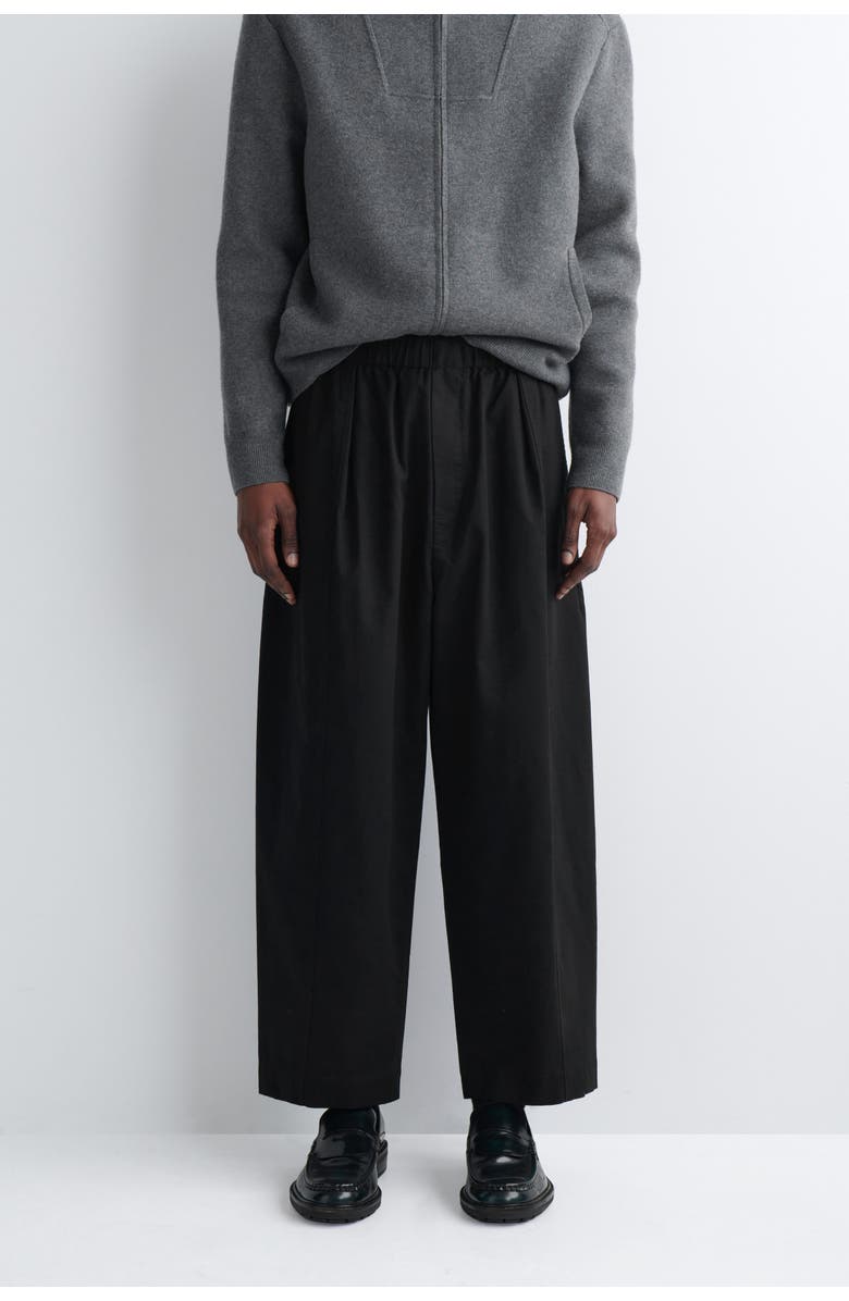 COS Cotton Cropped Barrel-Leg Pants, Alternate, color, Black