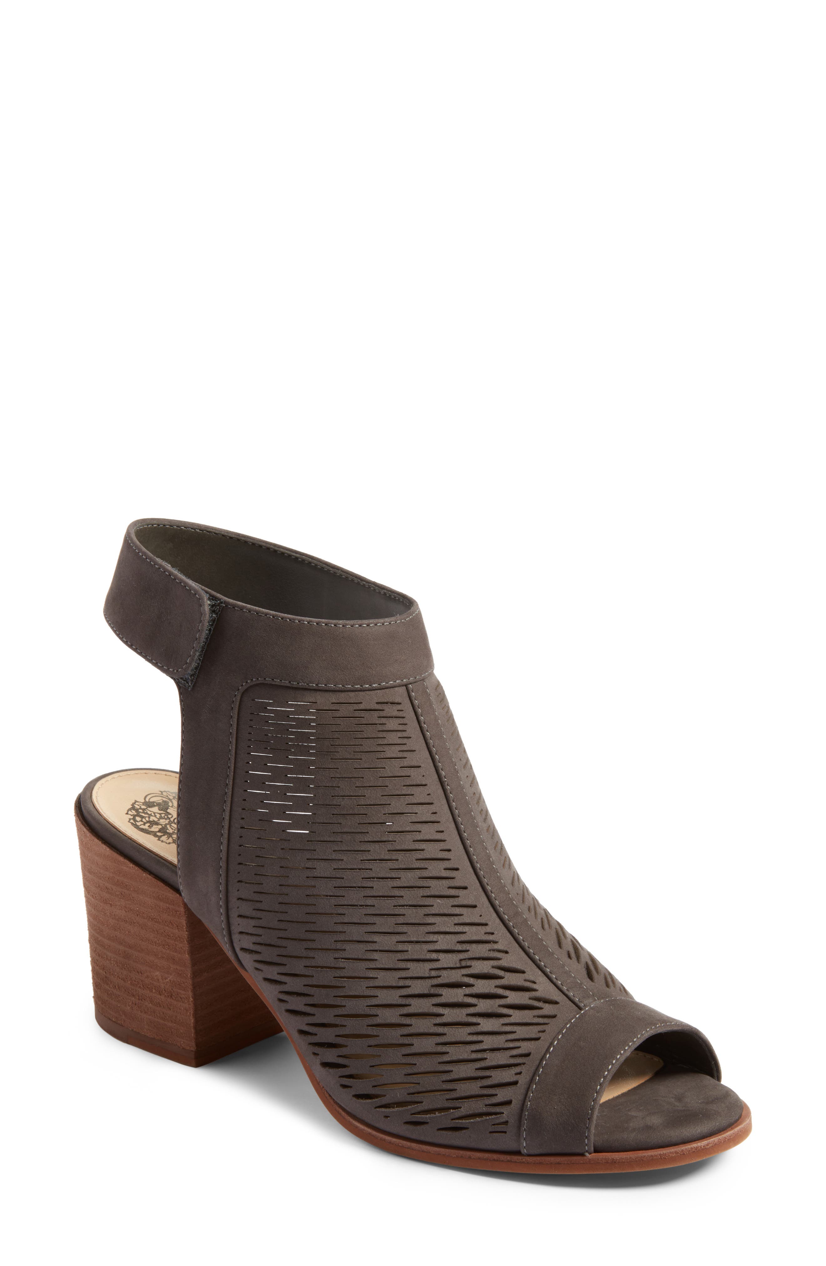 'Lavette' Perforated Peep Toe Bootie (Nordstrom Exclusive), Main, color, GREYSTONE SUEDE