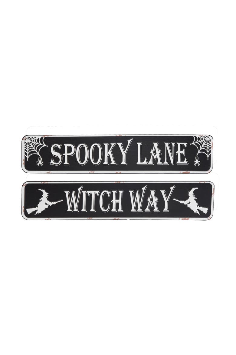Halloween Tin 4" x 20" Cute Funny Street Wall Signs, Assortment of 2, Main, color, Black
