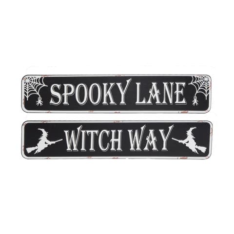 Halloween Tin 4" x 20" Cute Funny Street Wall Signs, Assortment of 2