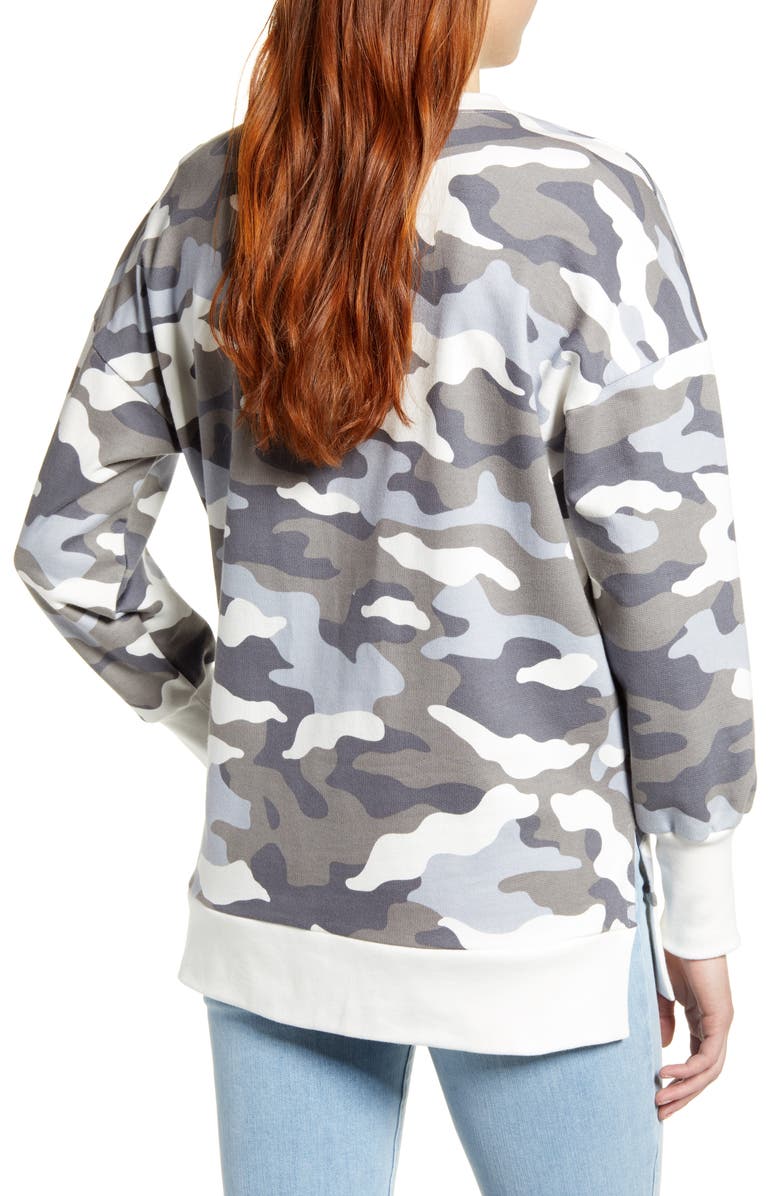 Caslon<sup>®</sup> Side Slit Cotton Sweatshirt, Alternate, color, 