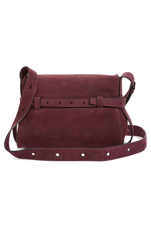Moschino Tie Me Suede Shoulder Bag In Burgundy