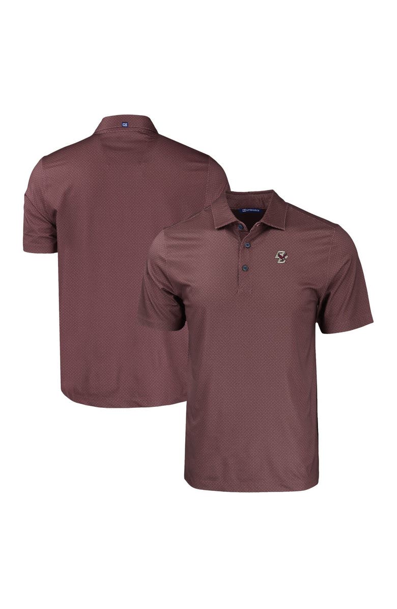 Cutter & Buck Men's Cutter & Buck Maroon Boston College Eagles Pike Eco Tonal Geo Print Stretch Recycled Polo, Main, color,