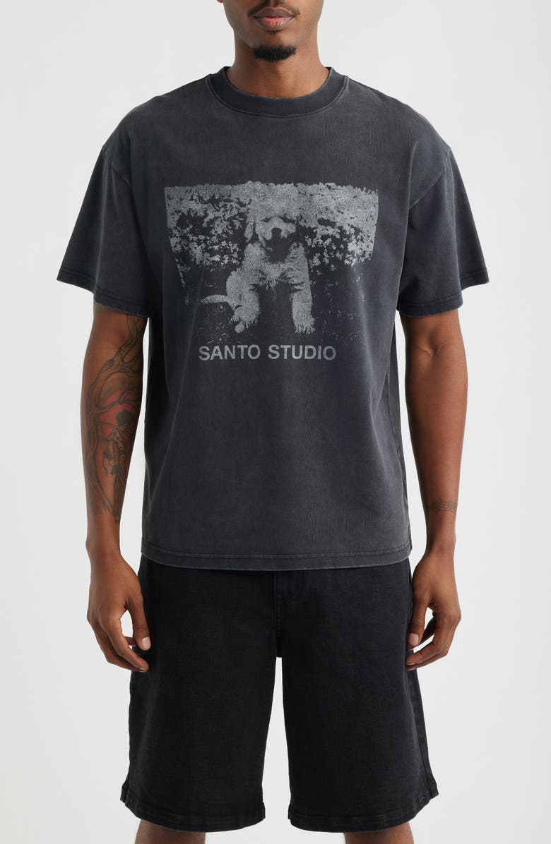 SANTO STUDIO Cute Dog Cotton Graphic T-Shirt, Main, color, Black Fade