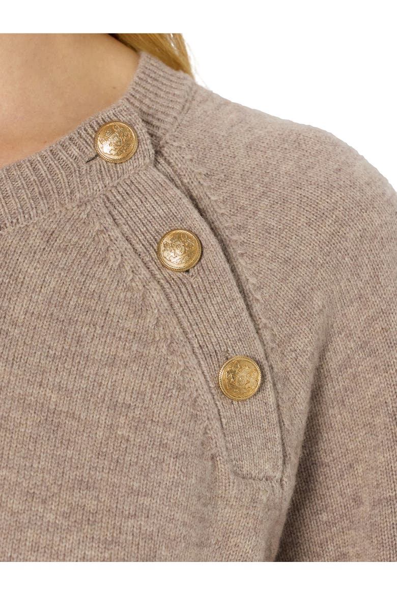 Loma Button-Shoulder Knitted Dress, Alternate, color, Sand