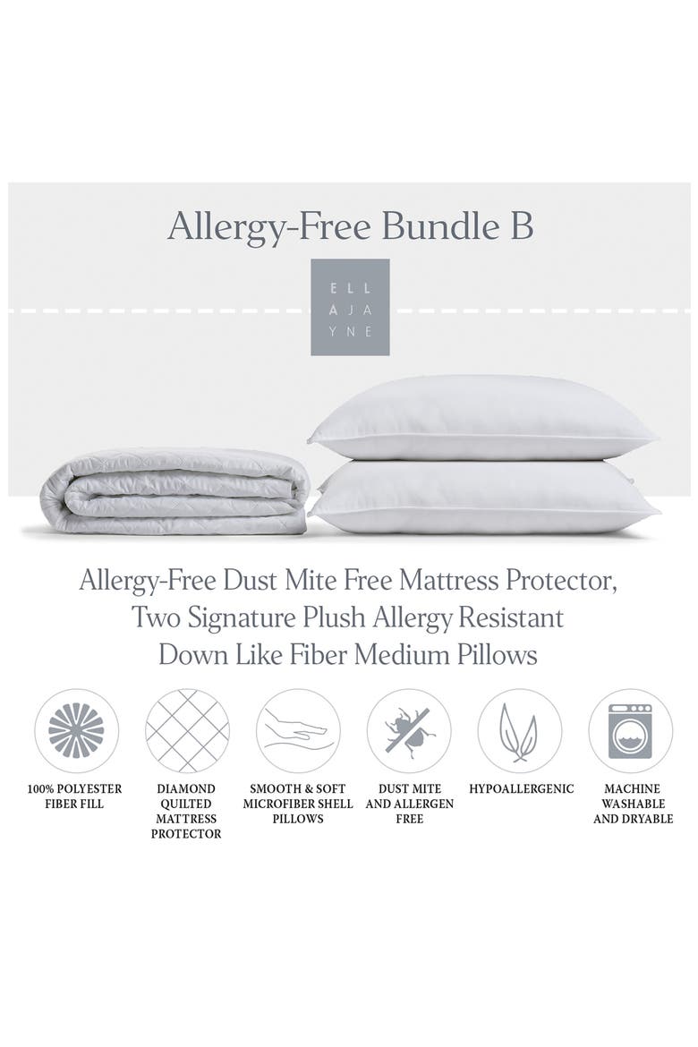 2-Pack Classic Pillows & Mattress Pad Bundle, Alternate, color, WHITE