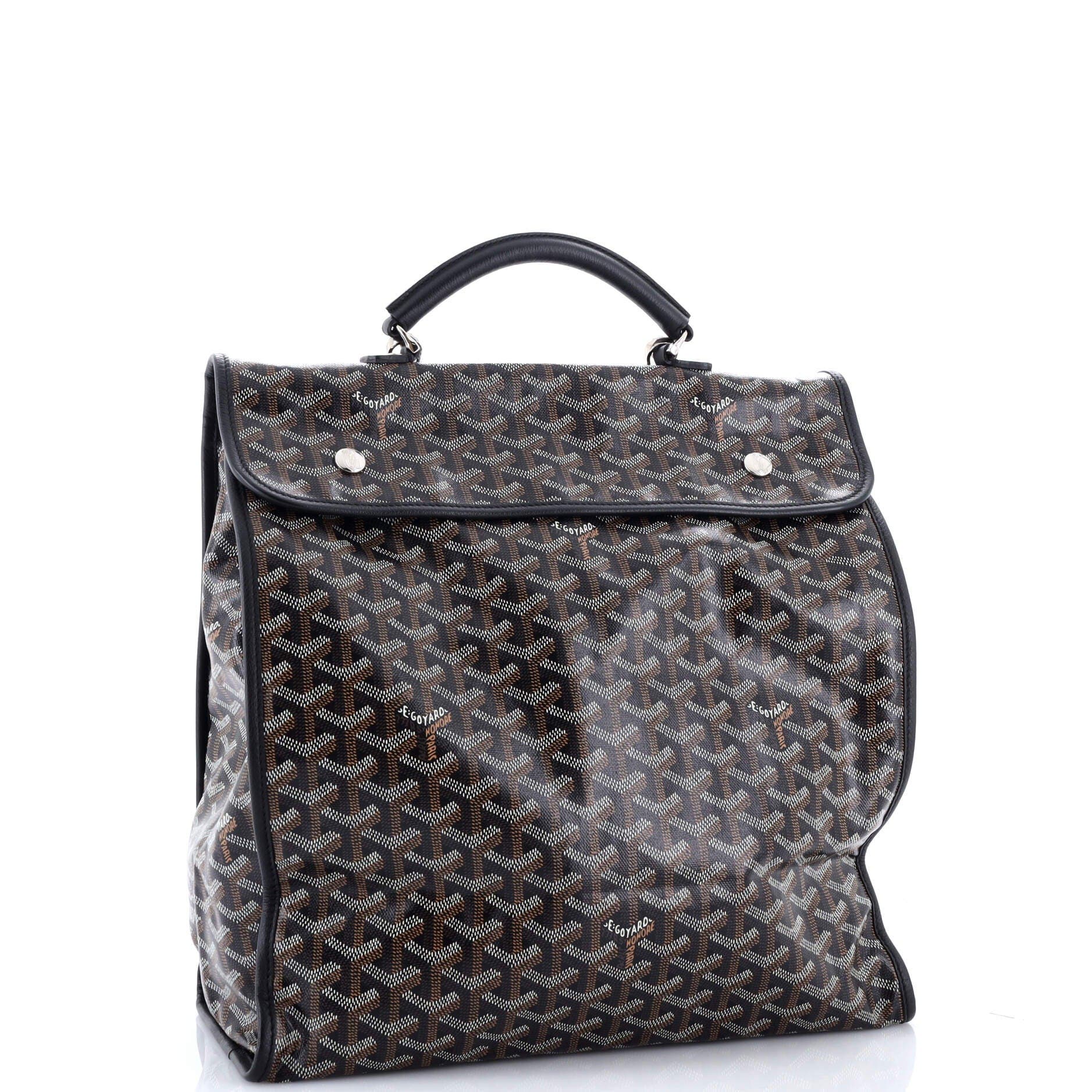 Pre-Owned Goyard Saint Leger Briefcase Backpack Coated Canvas, Alternate, color, Black