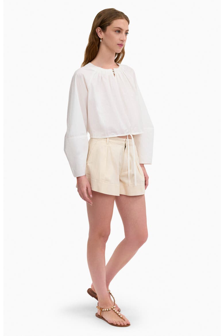 Brielle Cropped Poplin Top, Alternate, color, Ivory