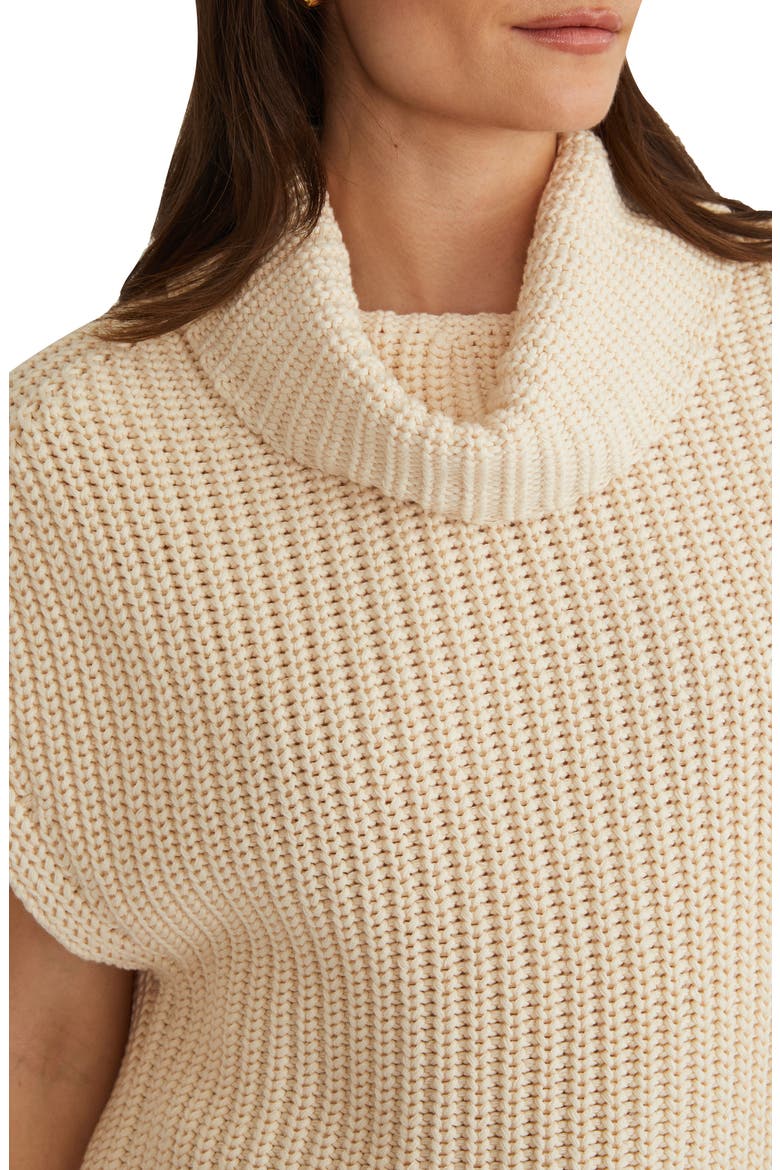 Cate Short Sleeve Cowl Neck Cotton Sweater, Alternate, color, CREAM