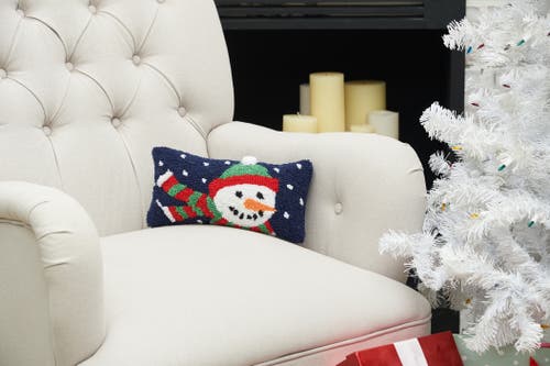 C & F Home C&f Home Winter Snowman Hooked Christmas Throw Pillow, 6" X 12" In Blue