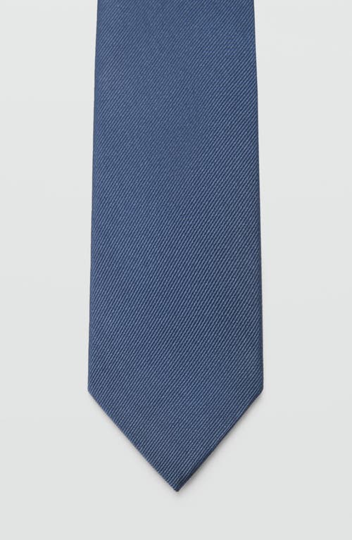 Mango Solid Silk Blend Twill Tie In Blue