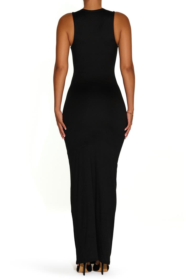 Bare Crewneck Maxi Dress, Alternate, color, BLACK