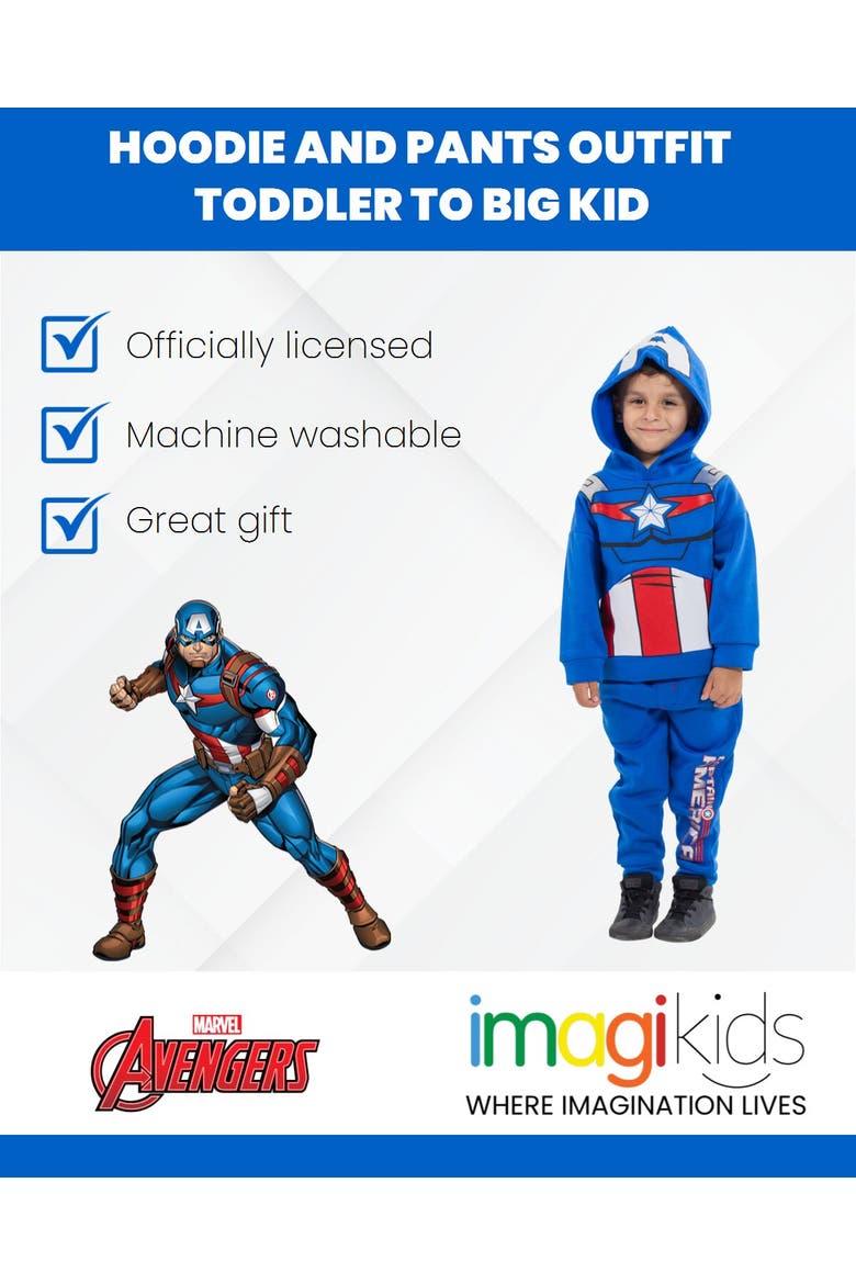 Avengers Cosplay Fleece Hoodie and Pants Set, Alternate, color, Captain America Blue