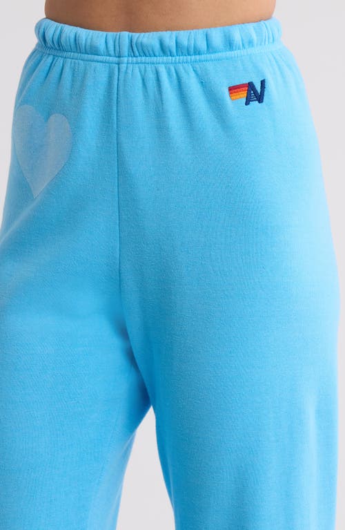 Aviator Nation Glitter Heart Sweatpants In Sky/blue