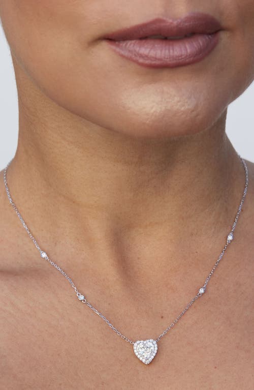 Savvy Cie Jewels Cubic Zirconia Heart Halo Pendant Necklace In Metallic