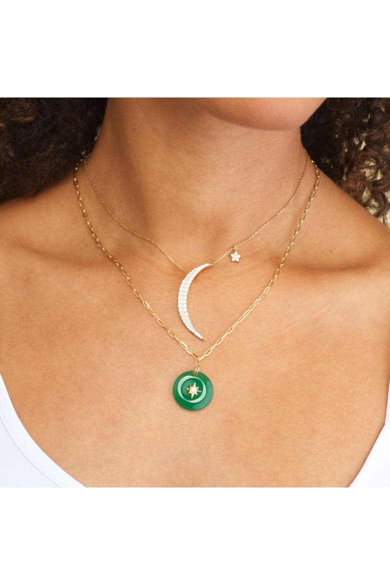 CZ Jade Starburst Disc Necklace, Alternate, color, Jade