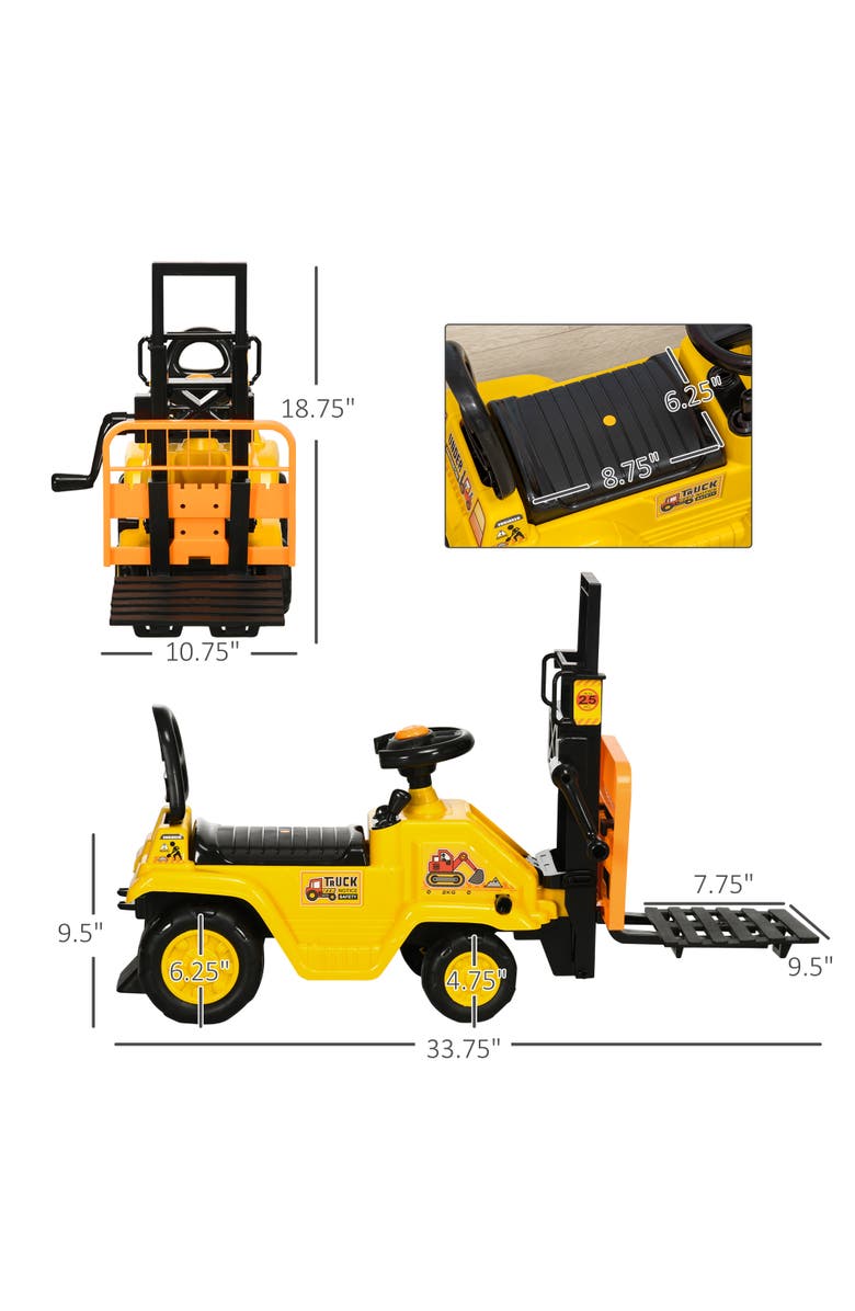 Aosom Kids Ride-On Forklift with Operation Function, Alternate, color, Yellow