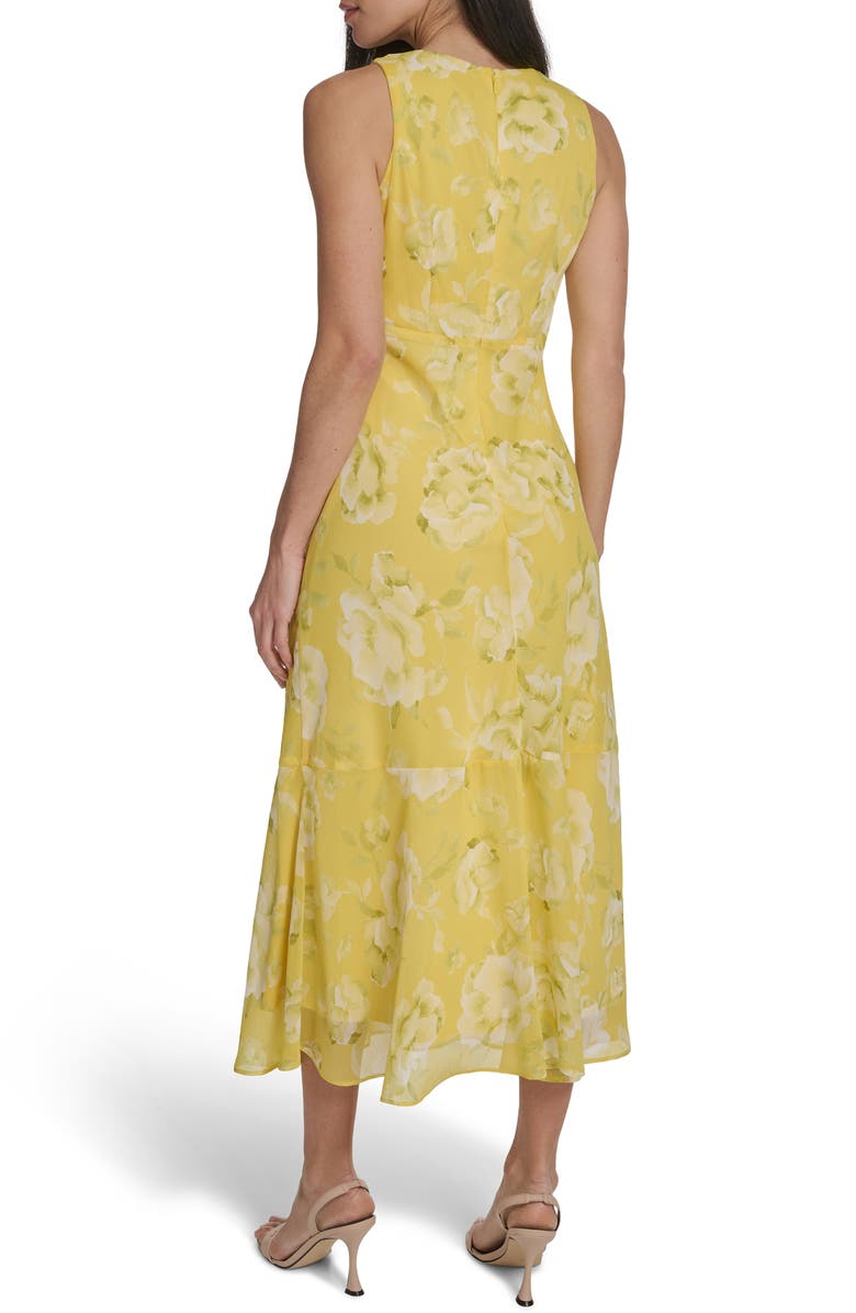 Calvin Klein Floral Sleeveless Chiffon Maxi Dress, Alternate, color, Quince Multi