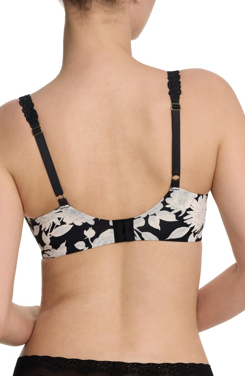 Natori Pure Luxe Plunge Underwire T-Shirt Bra, Alternate, color, Black Garden Rose Print