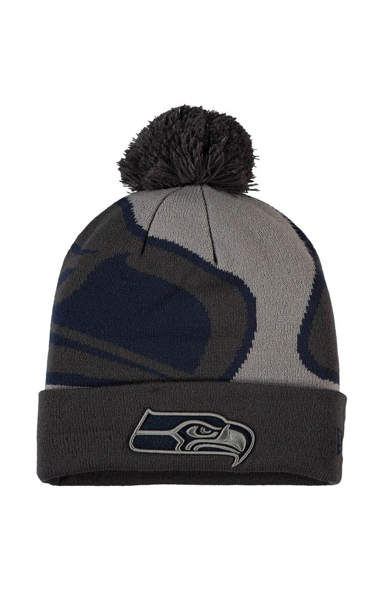 New Era Men's New Era Graphite Seattle Seahawks Logo Whiz Redux Cuffed Knit Hat, Main, color, Graphite
