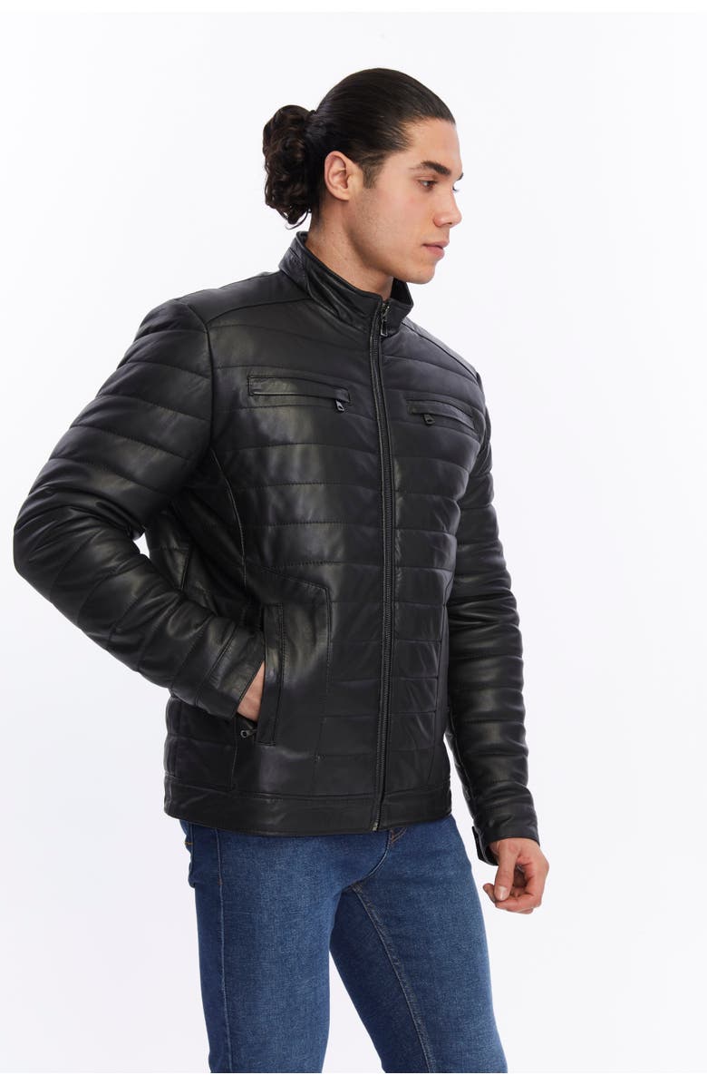 FURNIQ UK LLC Sterling Quilted Leather Puffer Jacket, Alternate, color, Black