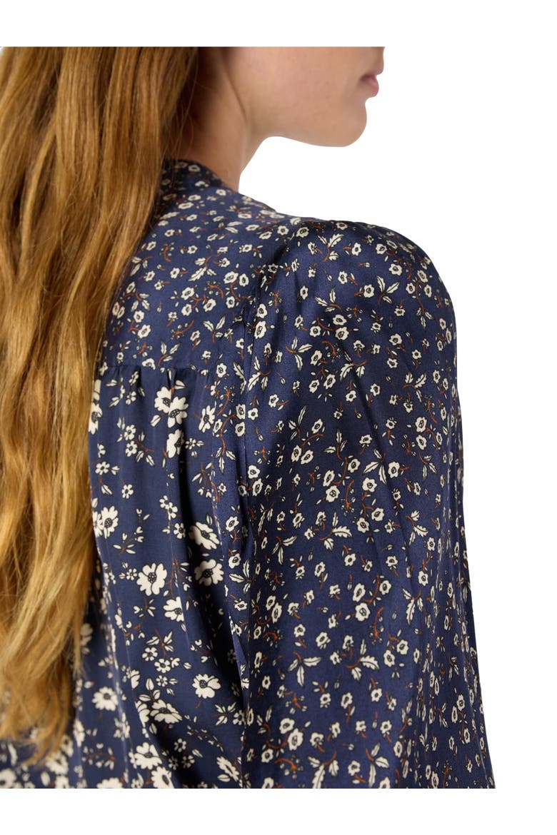Anaelle Floral Mandarin Collar Shirt, Alternate, color, Navy Blue