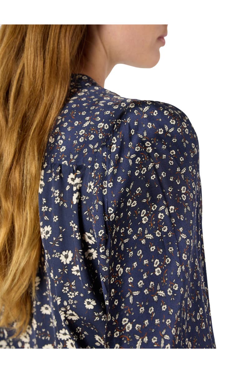 GERARD DAREL Anaelle Floral Mandarin Collar Shirt, Alternate, color, Navy Blue