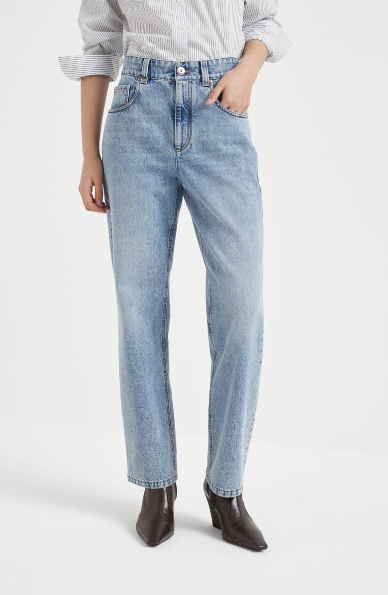 Brunello Cucinelli Authentic denim trousers with shiny tab, Alternate, color,